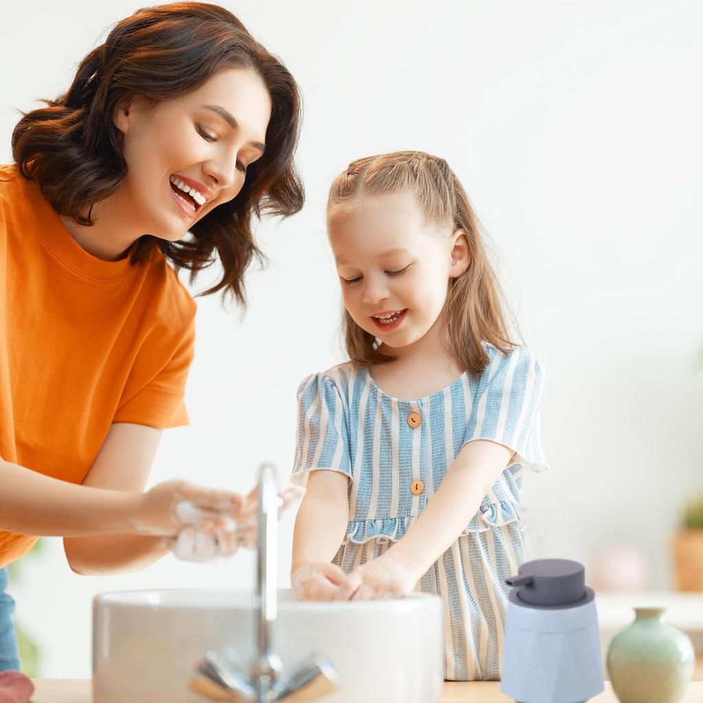 Uxcell Дозатор для пенного мыла Керамический насос для пенного мыла для ванной комнаты Синий 400 мл/13,5 унции