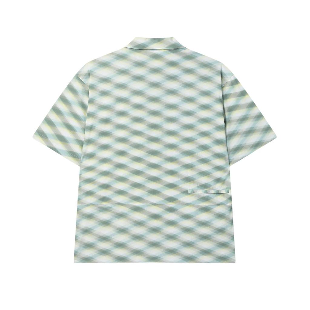 Fila X MAISON KITSUNE Оригинальный Логотип Модный Принт Свободный Крой Тканая Рубашка с Заниженным Плечом и Коротким Рукавом Мужские рубашки Светло-Зеленый F11M529404F-LG