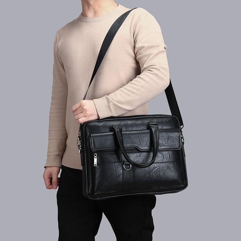 WEIXIER Business Shoulder Bag Men's Messenger Bag Vintage Faux Leather Crossbody Bag… More
