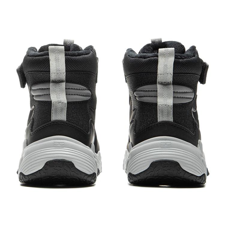 Li Ning Kids Fashion Non-Slip Shock Absorbing Warm High-Top Casual Shoes Kids Sneaker Black Gravel-Gray YKCU186-33