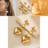 Modern Alloy Heart Pendant Earrings Geometric Gold Heart Studs Trendy Winter 2023 Style