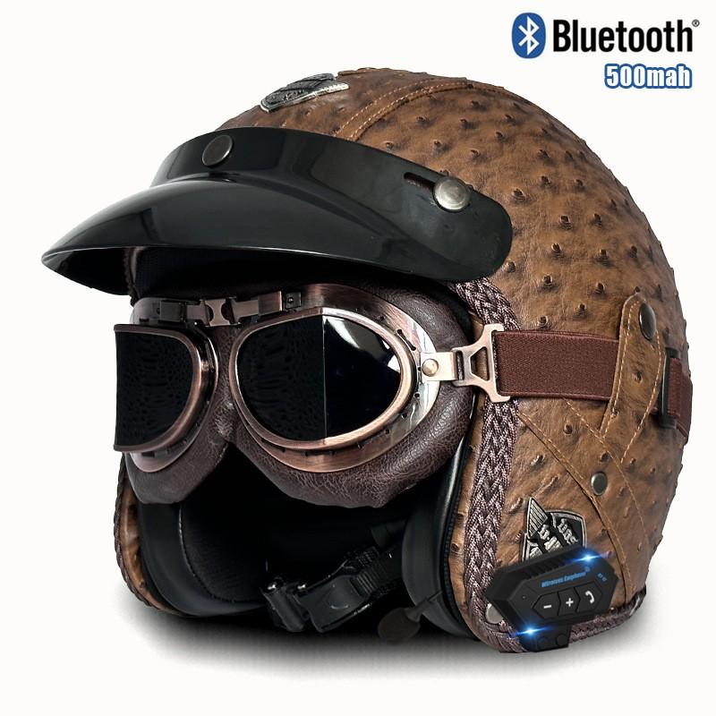 3C Certified Retro Style 3/4 Motorcycle Helmet Men Women ABS Half With Bluetooth Compatible Visor Options