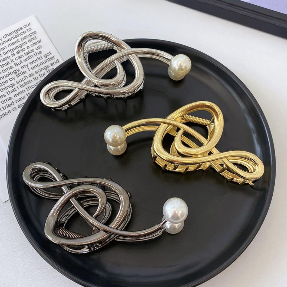 Zinc Zinc Zinc Alloy Treble Clef Hair Clip Pearl Music Note Hair Claw Exquisite Makeup Hair Clips