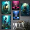 Undersea Mystical Fairy Religious Sculpture Prints Poster Canvas Painting Modern Wall Art Picture Living Room Bedroom Home Decor