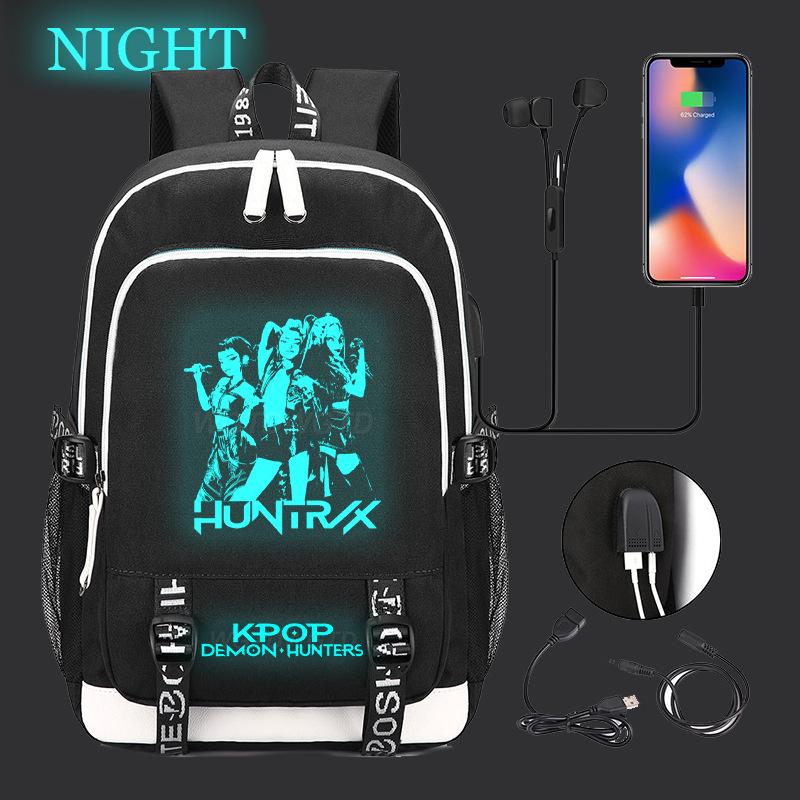 Animation Cartoon Peripheral Casual Luminous Backpack Multi-Function With Usb Schoolbag Large Capacity