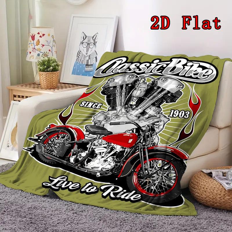Classic Bicycle 2D Flat Pattern Flannel Blanket High quality All Seasons Warmth and Comfort Perfect for Christmas Gifts.MMT0918325