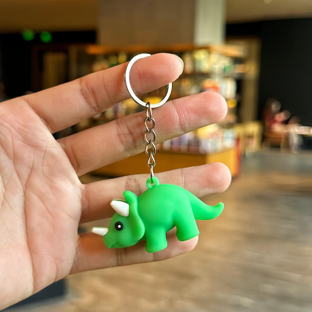 Cartoon Dinosaur Keychain Bag Pendant Triceratops Doll Pendant Car Key Chain Small Gift