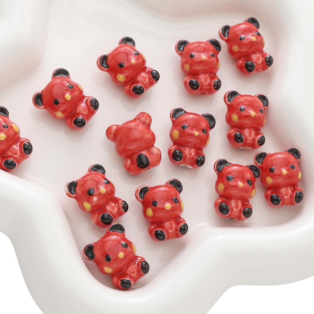 16x19mm Pickup Bear Ceramic Hand-painted Bead For DIY Bracelets Necklaces Jewelry Making