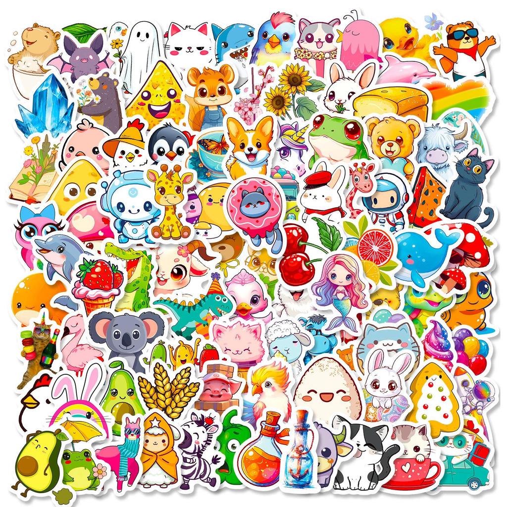 100 Pcs Cute Animal Stickers for Water Bottle, Laptop, Skateboard, Luggage, Phone Case, Vinyl Stickers Pack Easter Gifts for Kid