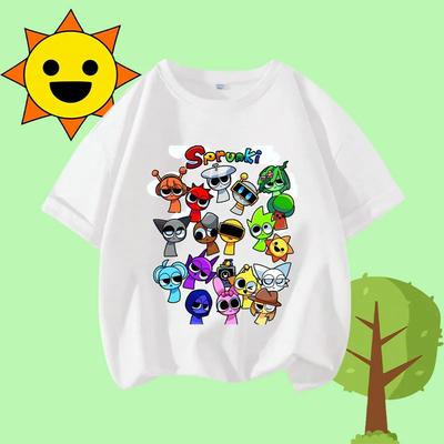 Детская футболка Sprunki Летняя Детская Игра Incredibox Хлопок С коротким рукавом Топ Мальчик Аниме Мода Милая Футболка Девочка Повседневная Одежда Подарок