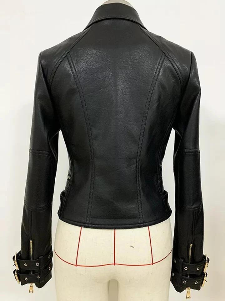 Women's Fashionable Jacket Biker Stylish Real Soft Black Lambskin Leather Motorcycle