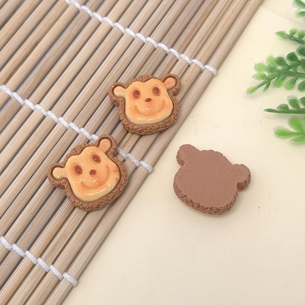 Animals Shaped Cookie Resin Ornament Cabochons Simulated Food Dessert for DIY Jewelry Embellishment Craft Slime Supplies