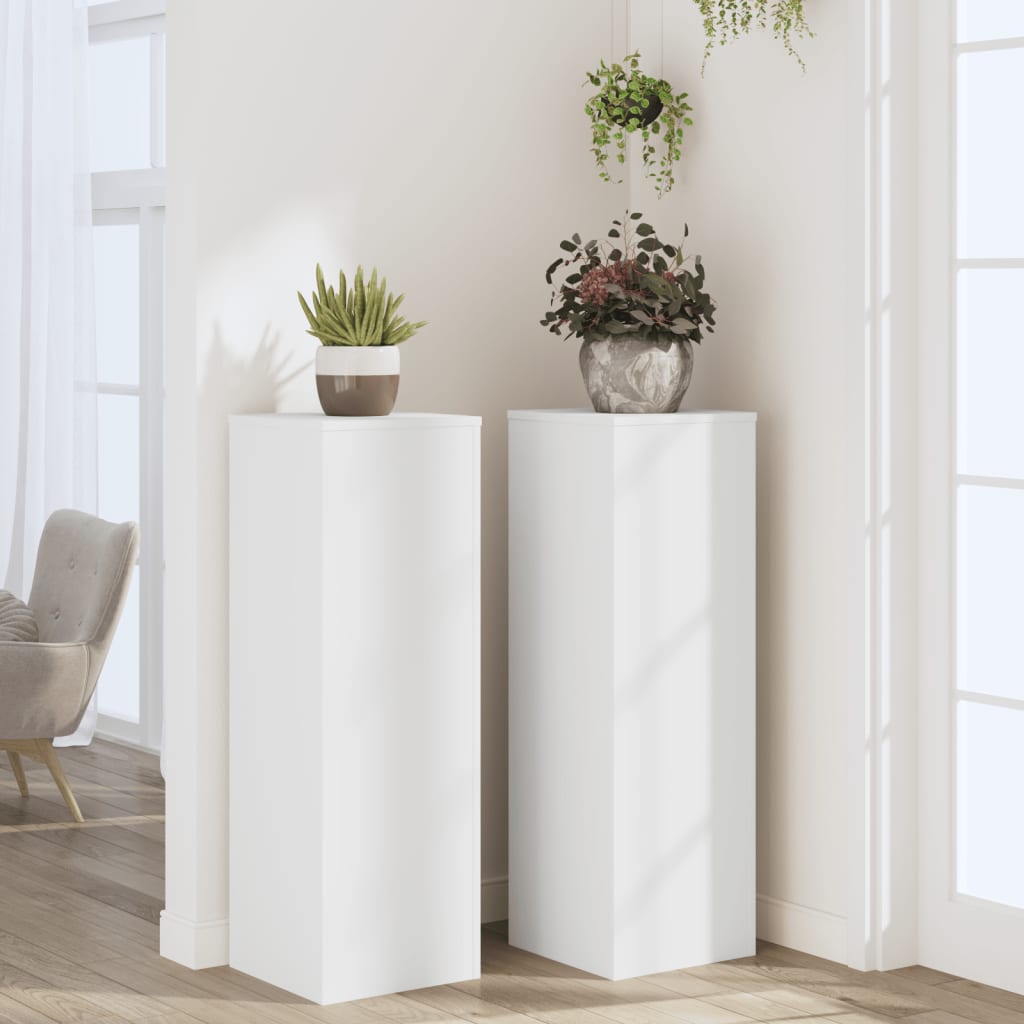 Plant Stand Set 2 pcs White 33 x 33 x 100 cm Engineered Wood
