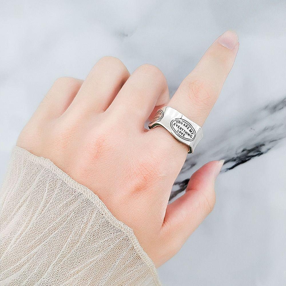 Carving Girl Gift Wavy Pattern Vintage Ring Women Opening Ring Fashion Jewelry Korean Style Ring
