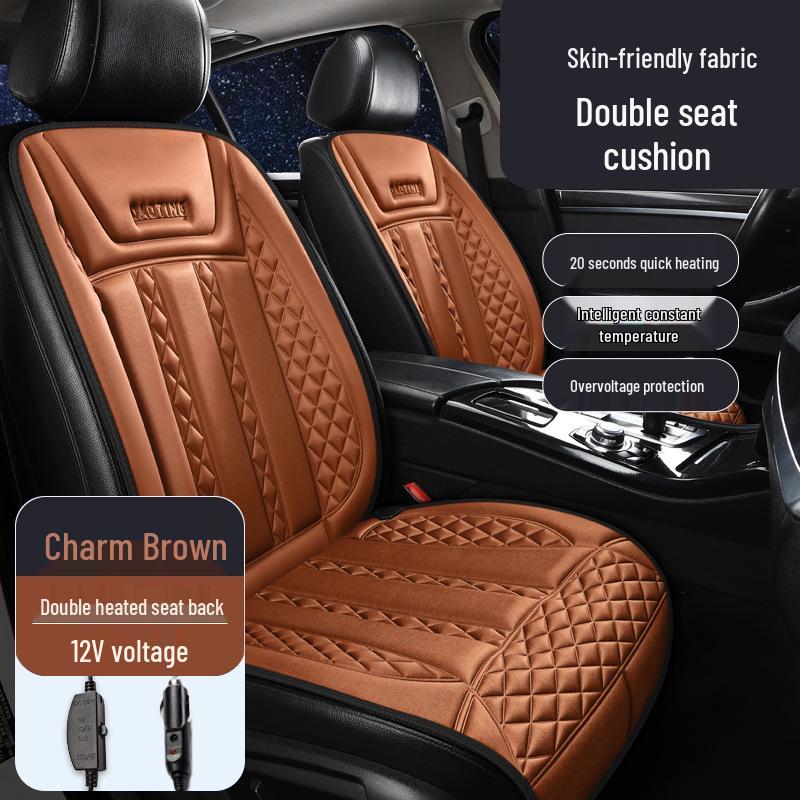 12V Heated Plush Car Seat Cushion - Winter Warmth for Front and Rear Seats