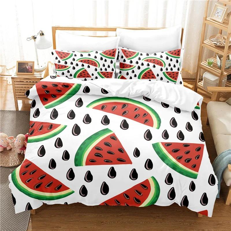 Tropical Fruit Duvet Cover Pineapple Watermelon Orange Bedding Set Lemon Strawberry Comforter Cover King For Kids Adults Decor