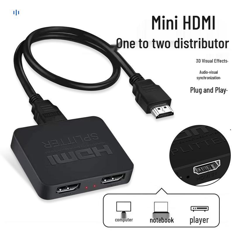 4K Мини HDMI-сплиттер: 1 вход, 2 выхода для HD-видео на двойных экранах