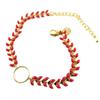 [Q1445] - Golden Red 'Boho' Handcrafted Bracelet (ear of Wheat) - 16 Cm 6 Mm