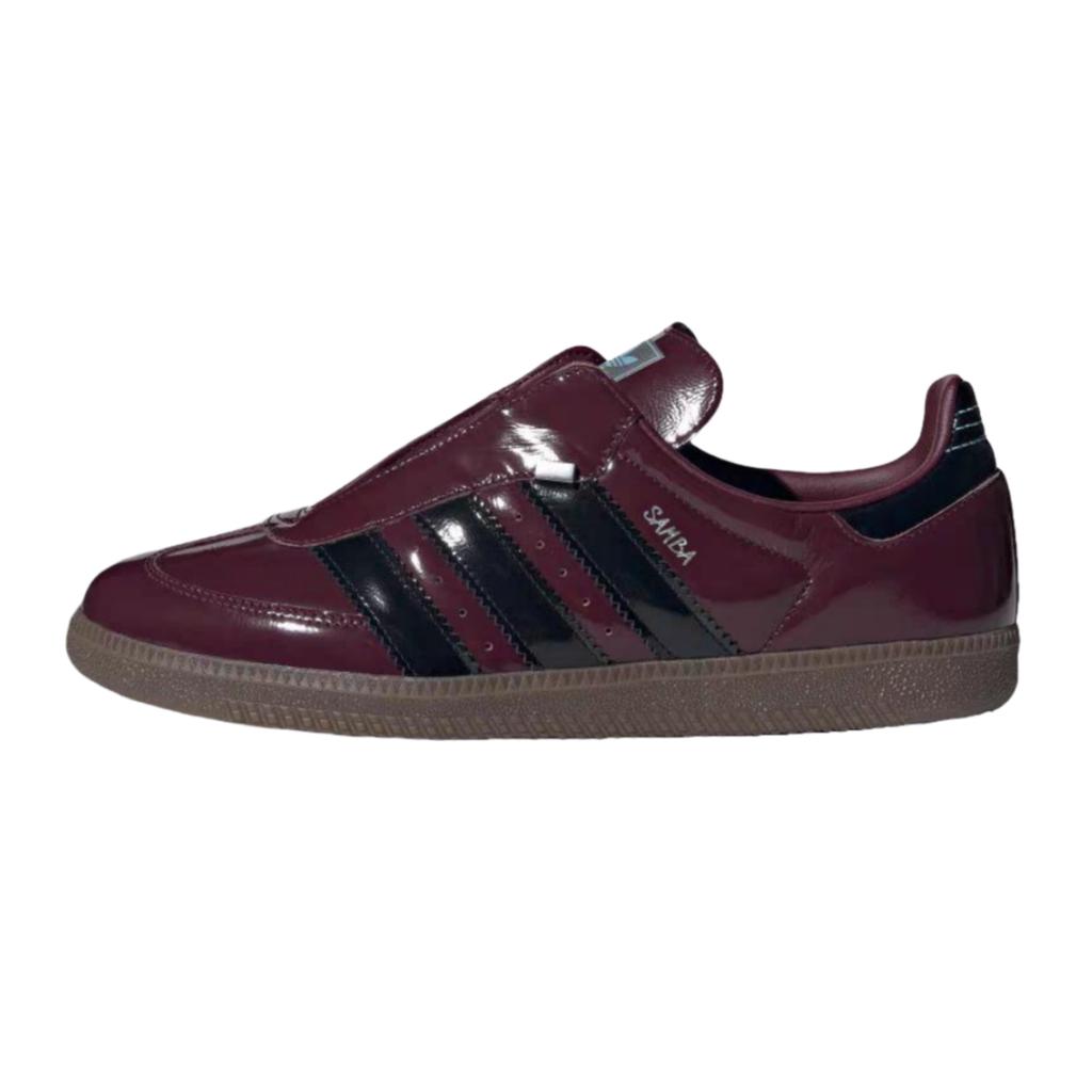 Adidas Samba OG Maroon Black Patent Men Sneakers Red Core-Black Iron-Metallic JQ0013