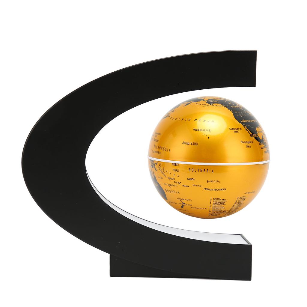 Magnetic Levitation Globe Golden Built In LED Frosted Texture C Shaped 3in 12V 1A Magnetic Levitatio