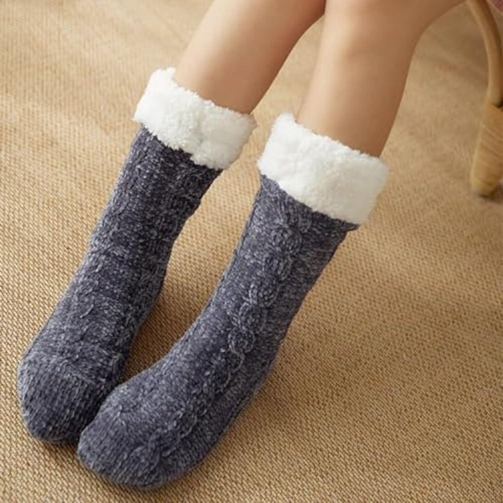 1Pair Polyester Fibre Thermal Socks Plush Snow Socks Fashion Thicken Stockings Women