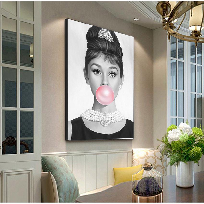 Prints Wall pictures For Living Room Decor Sexy Woman Girl Bubble Retro Art Canvas Painting Nordic Posters And