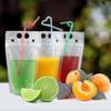 100 Pcs Drink Pouches With 100 Straw Holes Translucent Reclosable Zipper Plastic Pouches - RiRi