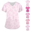 Женская модная футболка с короткими рукавами и v-образным вырезом с пасхальным принтом, маленькая рабочая футболка с карманами