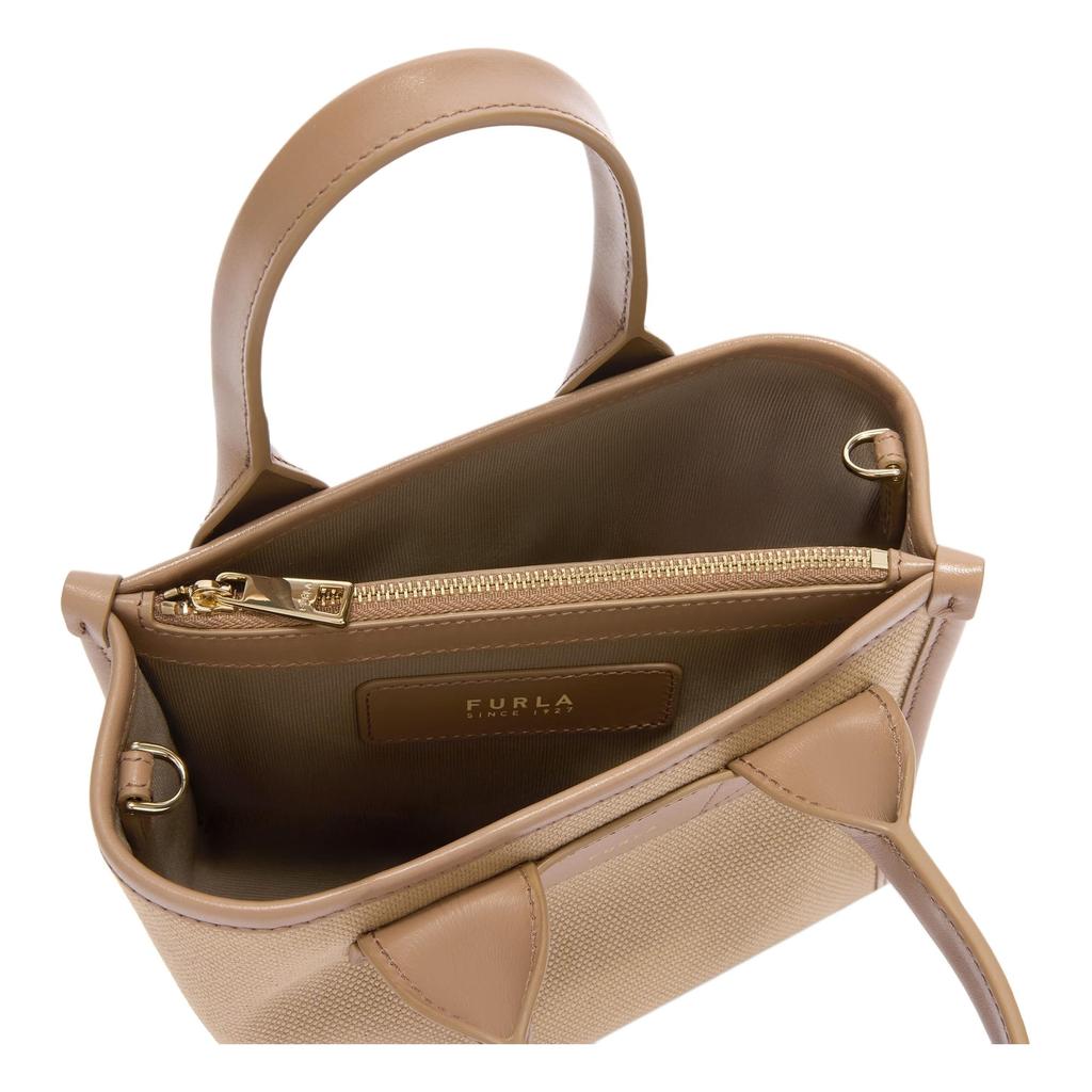 Furla Fabric With Calfskin Handbag Mini Women's Natural Toffee WB02068-BX2093-4947S