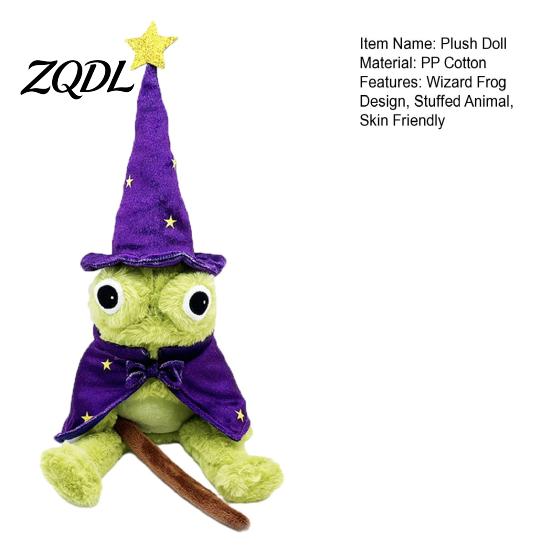 Cute Frog Plush Toy Wizard Doll, with Star Unique Desk Decor Hat Cloak Wand, Soft Stuffed Animal for Couch Bed Skin Friendly