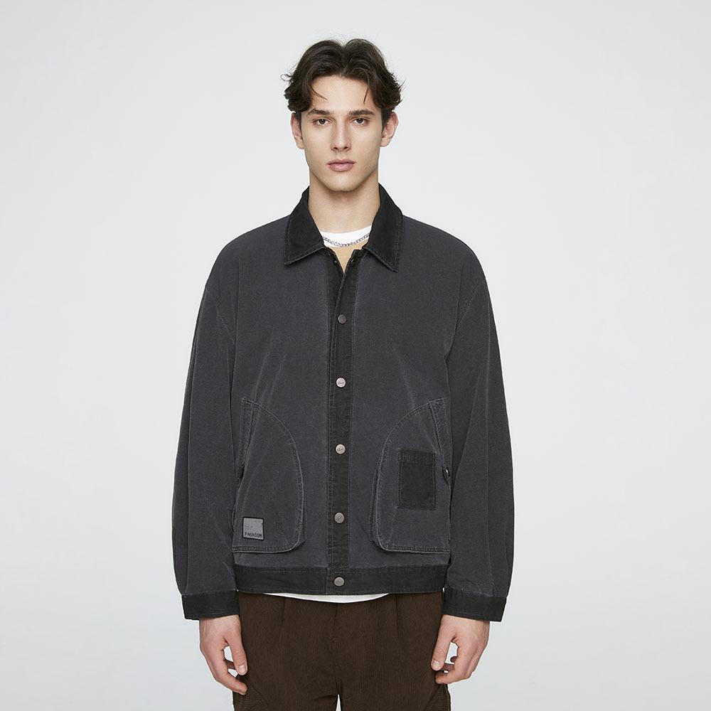 Spring and Autumn American Retro Old Lapel Contrasting Three-dimensional Pocket Top Loose Jacket Casual Jacket Windproof Jacket