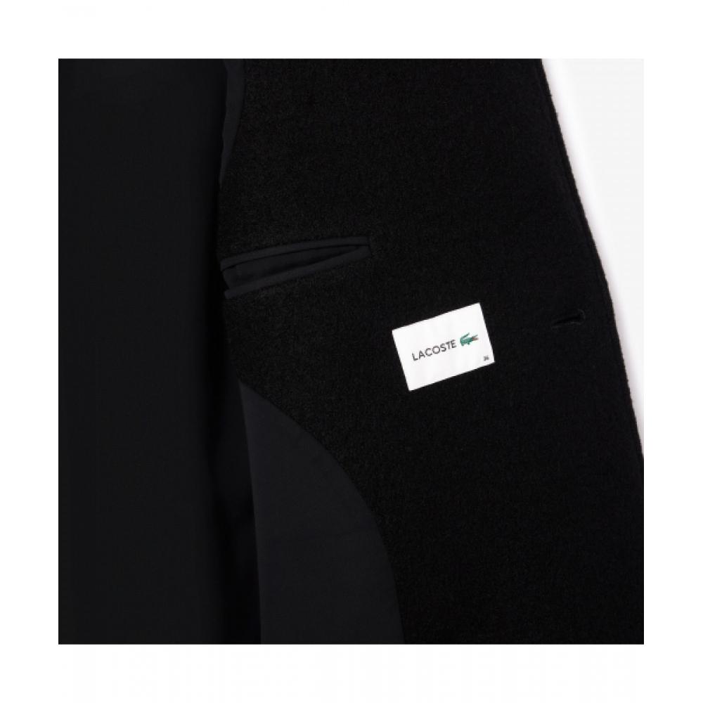 LacoSte Women S Double breaSted Long Coat [black]