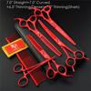 7.0" 8.0 Ch Profional Pet Scissors for Dog Groomg Straight & Thng & Curved Shears FeShark Teeth 4pcsSet +Comb Bag