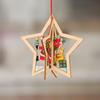 Christmas Decorations Wooden Hollow Out Christmas Tree Pendant Five-pointed Star Bell Snowman Drop Ornament Festival Home Decor
