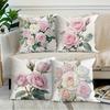 Розовый и Белый Узор Роз Домашний Декор Наволочка для Подушки Гостиная Диван Полиэстер Наволочка на Подушку с Молнией