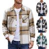 Men Vintage Shirt Jacket Men's Plaid Print Shirt Coat Casual Button Down Jacket with Long Sleeve