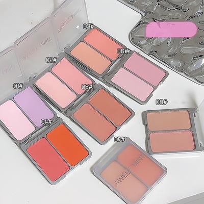 Двухцветная палитра румян Natural Matte Brighten Skin Blusher Milk Peach Pink Purple Apricot Rubor Rouge Korean Dupes Makeup