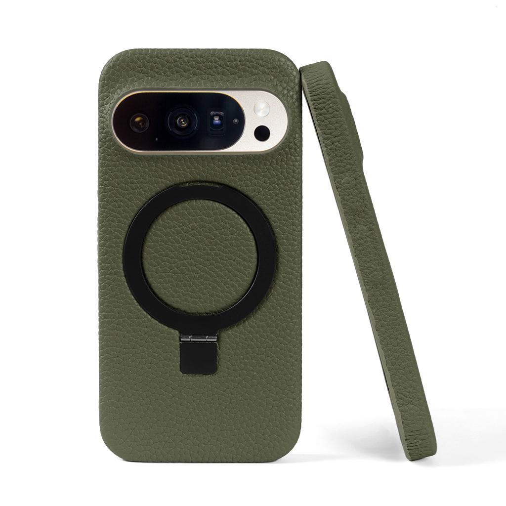 Magnetic Ring Genuine Leather Case For Google Pixel 10A 9 Pro XL 9A 8A 7A Pixel7 8 Pro Phone Back Cover Case Bracket Stand Coque
