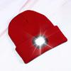 Women Autumn Winter Knitting Hat Solid Color Brimless Hat with LED Light Warm Windproof Elastic Beanie Hat