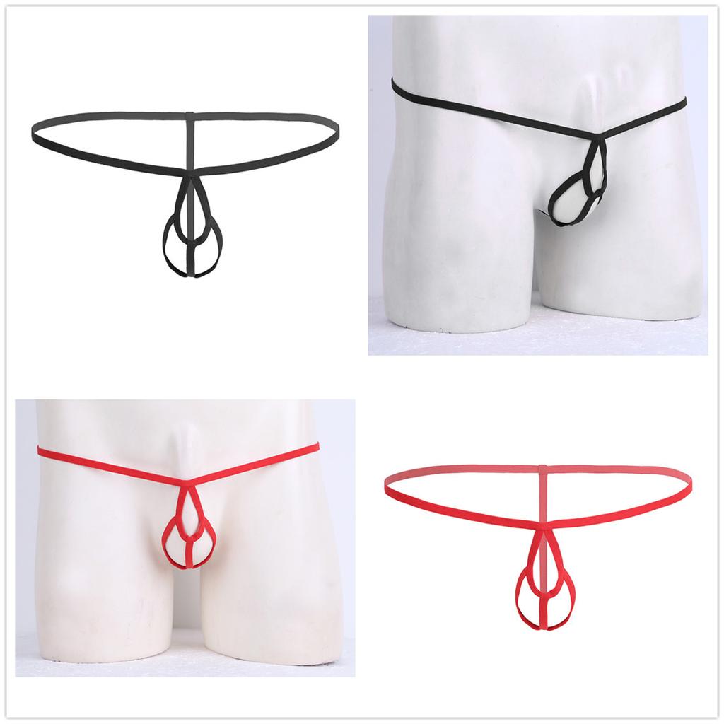 Gay Men Underwear Low Rise Hollow Out G-string T-back Bulge Pouch Thongs