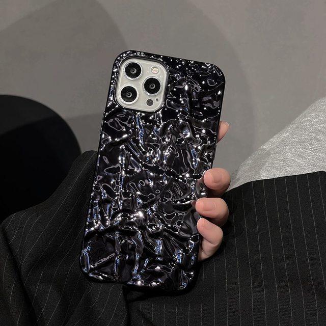 Прохладный яркий черный чехол для телефона с 3D складками для Iphone 14 12 11 13 Pro Max Mini Xr X Xs 6 6s 7 8 Plus Se тонкий мягкий чехол