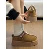 Коричневые велюровые утолщенные на толстой подошве полуботинки Birkenstocks для женщин, зимняя теплая верхняя одежда, нескользящие, снежные, хлопковые