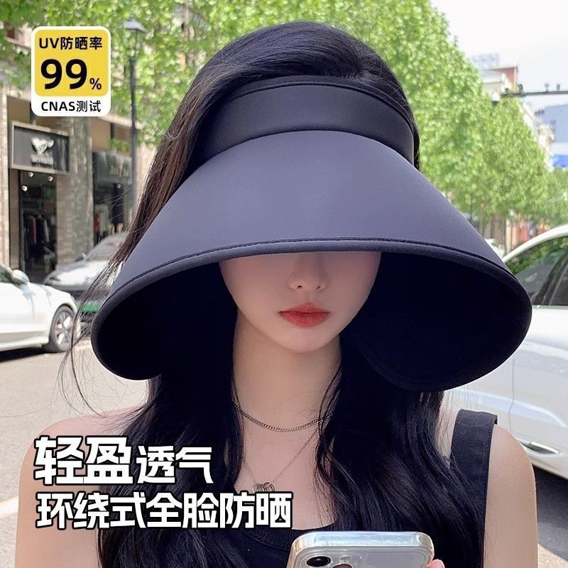 Wrap-around Plus Eaves Sun Protection Empty Top Hat Children's Summer Outdoor UV Protection Sun Hat Foldable Sun Hat