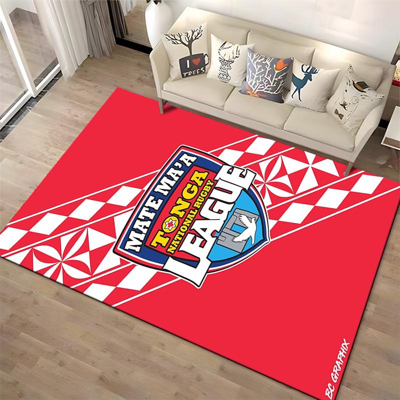Tonga Rugby League Logo Design Rug Non-slip rug suitable for living room and bedroom sofas