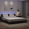 VidaXL Bed Frames with LED Lights, Double Bed with Headboard Cushion, Adult Bedroom Bed, Modern, Black White 3214129