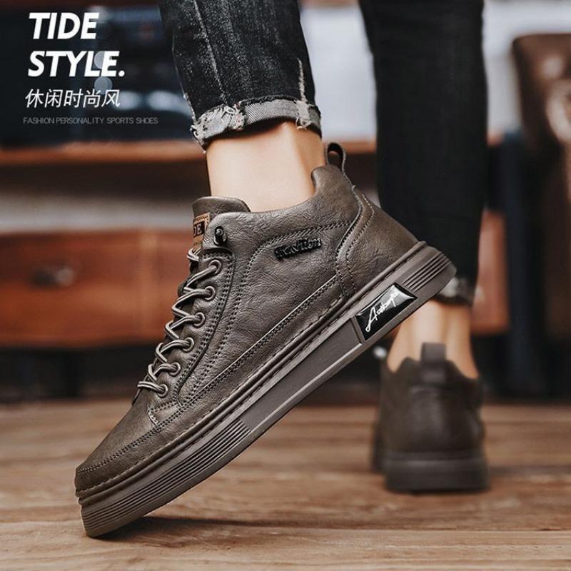 Classic Men's Leather Boots Fashion Comfortable High Top Ankle Boots Spring New Waterproof Casual Sneakers Male Work Shoes Botas