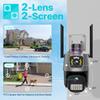 Outdoor Wifi PTZ Camera 4K 8MP HD Dual-Lens Dual Screen Camera AI Auto Tracking 4MP Video Surveillance Police Light Alarm iCSee