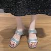 2024 Новые женские босоножки для лета на открытом воздухе, модные туфли на среднем каблуке, две одинаковые босоножки на толстом каблуке, женская обувь на высоком каблуке