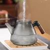 Stripe High Borosilicate Glass Teapot  With Walnut Handle Cooking and Steaming Dual Purpose Glass Tea Pot Tea Kettle Teaware
