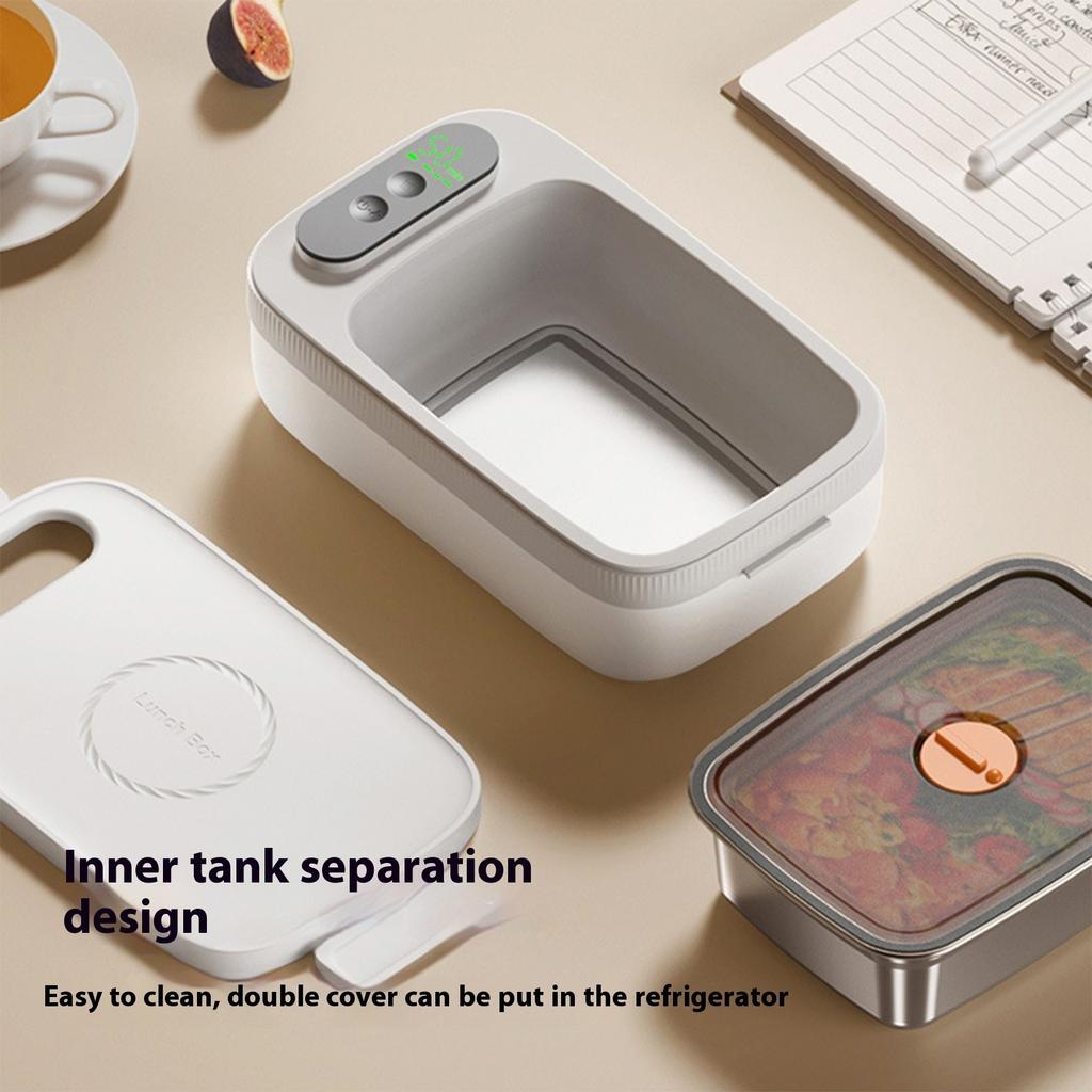 Rechargeable Lunch Box With 14000mAh Battery 7 Stage Heating Control 304 Detachable Inner Container Wireless Food Heating System
